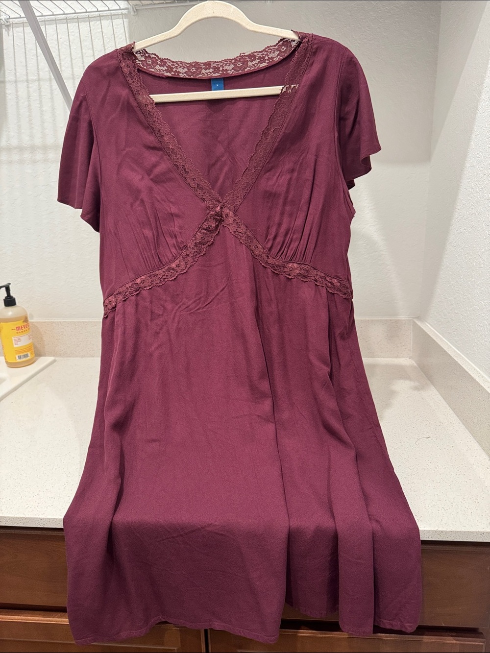 Old Navy Plum Lace-Trim Midi Dress